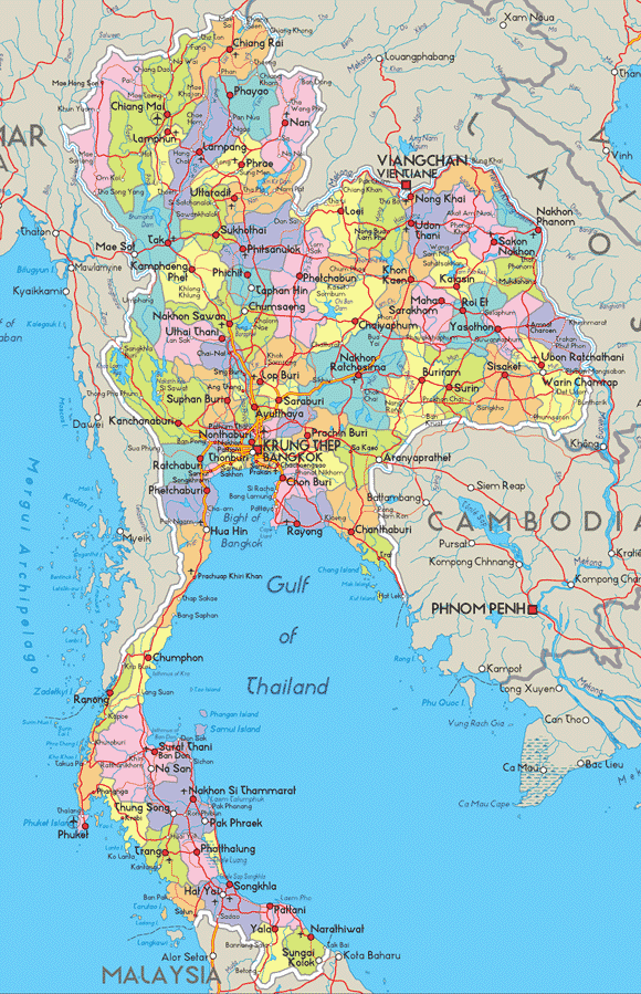 Political Map of Thailand